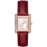 Michael Kors Emery Quartz Diamonds Silver Dial Red Leather Strap Watch For Women - MK4689