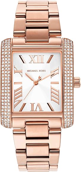 Michael Kors Emery Three-Hand Crystals Silver Dial Rose Gold Steel Strap Watch for Women - MK4644