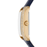 Michael Kors Emery Quartz Diamond Silver Dial Blue Leather Strap Watch For Women - MK2982