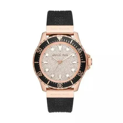 Michael Kors Everest Analog Rose Gold Dial Black Silicone Strap Watch For Women - MK7358