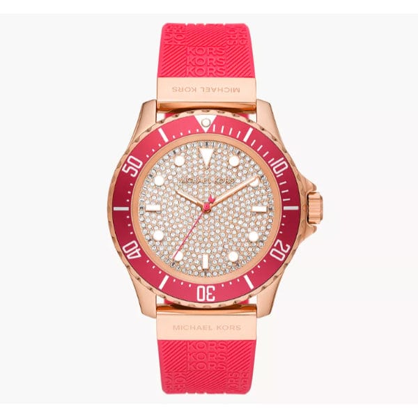 Michael Kors Everest Analog Rose Gold Dial Pink Silicone Strap Watch For Women - MK7359