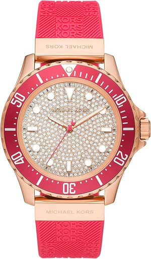 Michael Kors Everest Analog Rose Gold Dial Pink Silicone Strap Watch For Women - MK7359