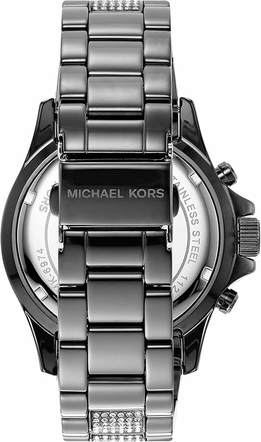 Michael Kors Everest Chronograph Black Dial Grey Steel Strap Watch For Women - MK6974