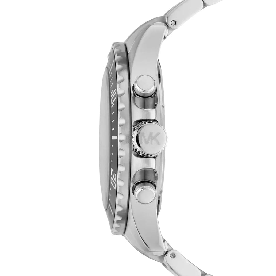 Michael Kors Everest Chronograph Black Dial Silver Steel Strap Watch For Men - MK8256
