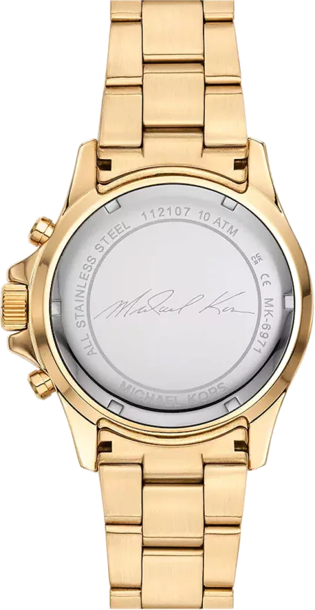 Michael Kors Everest Chronograph Blue Dial Gold Steel Strap Watch For Women - MK6971