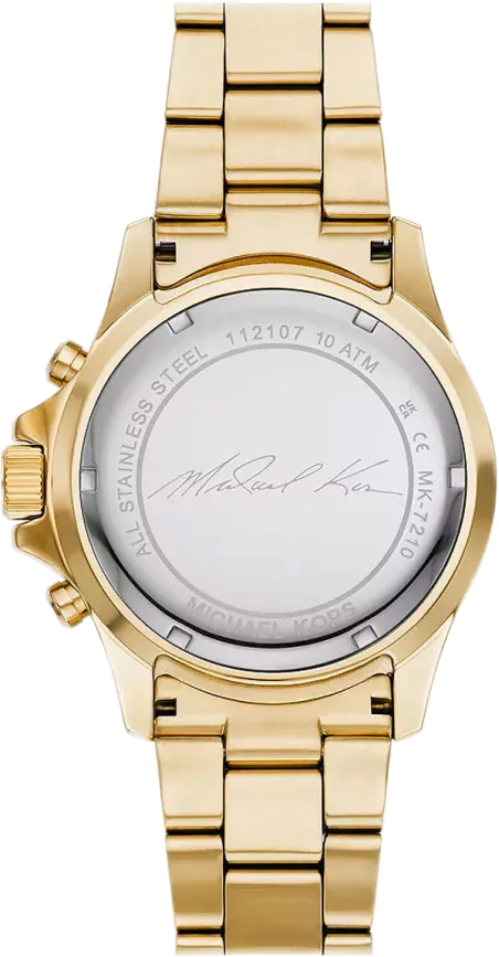 Michael Kors Everest Chronograph Gold Dial Gold Steel Strap Watch For Women - MK7210