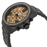 Michael Kors Wren Chronograph Gold Diamonds Dial Black Steel Strap Watch for Women - MK5879