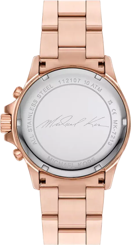 Michael Kors Everest Chronograph Silver Dial Rose Gold Steel Strap Watch For Women - MK7213