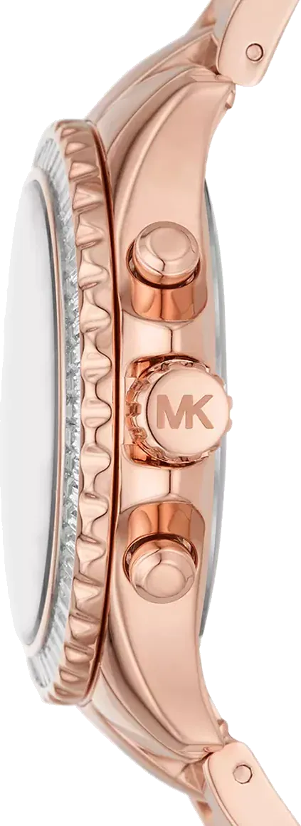 Michael Kors Everest Chronograph Silver Dial Rose Gold Steel Strap Watch For Women - MK7213