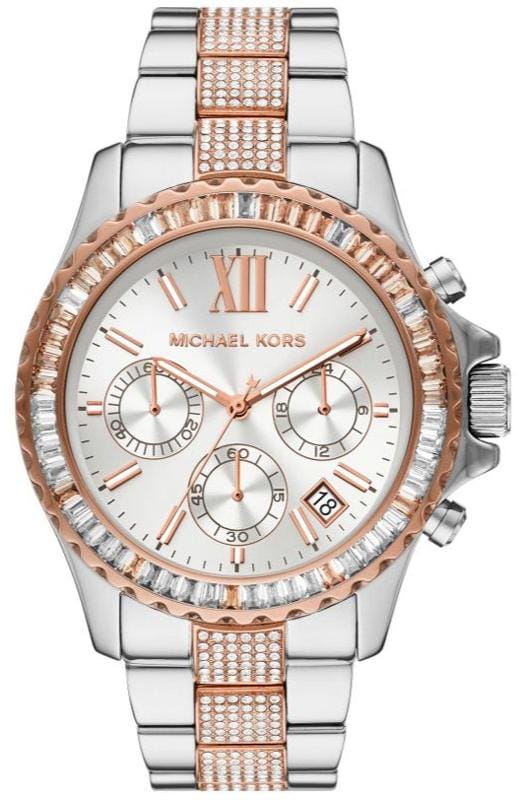 Michael Kors Everest Chronograph Silver Dial Two Tone Steel Strap Watch For Women - MK6975