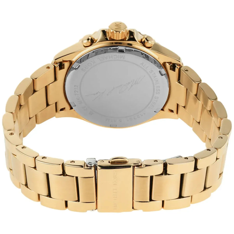 Michael Kors Everest Chronograph White Dial Gold Steel Strap Watch For Women - MK7212