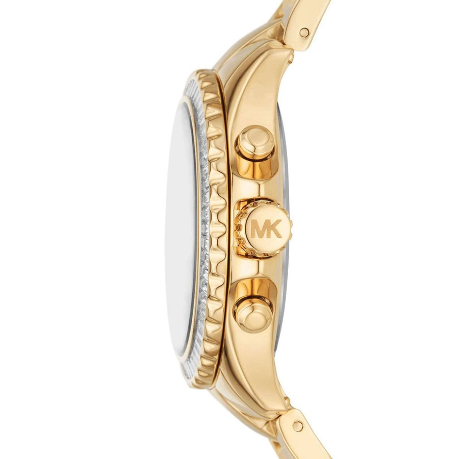 Michael Kors Everest Chronograph White Dial Gold Steel Strap Watch For Women - MK7212