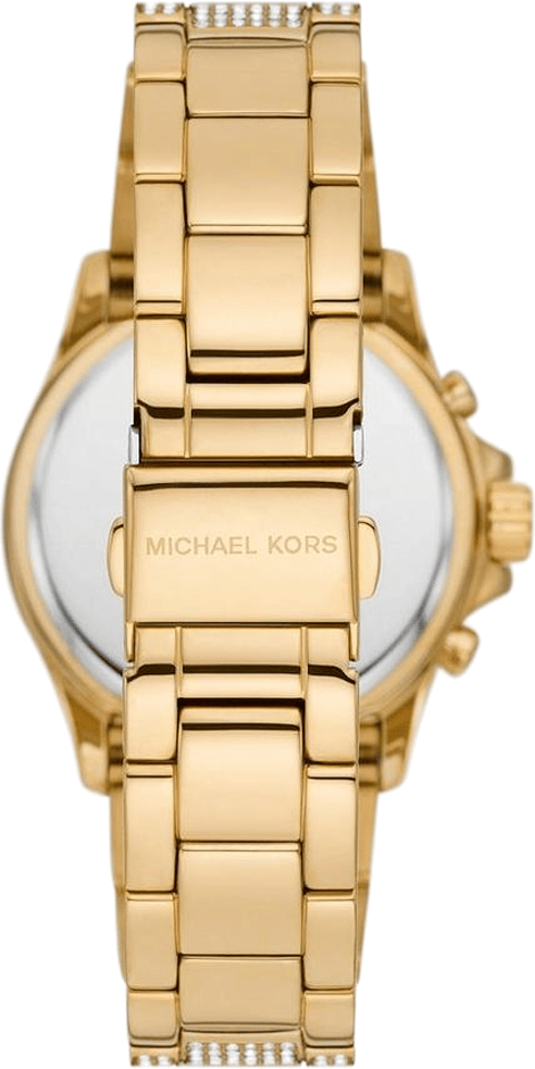 Michael Kors Everest Chronograph Crystals Gold Dial Gold Steel Strap Watch For Women - MK7254