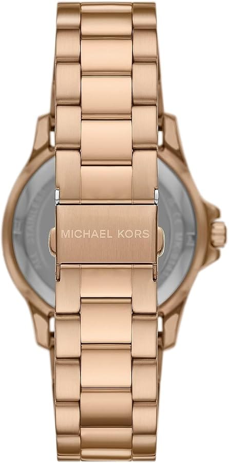 Michael Kors Everest Three Hand Quartz Black Dial Gold Steel Strap Watch For Men - MK9140