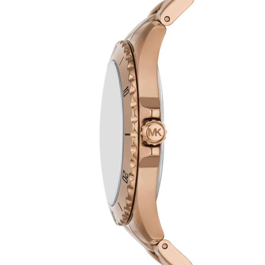 Michael Kors Everest Three Hand Quartz Black Dial Gold Steel Strap Watch For Men - MK9140