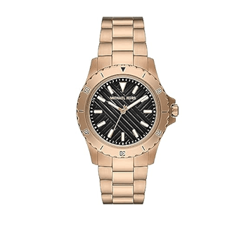 Michael Kors Everest Three Hand Quartz Black Dial Gold Steel Strap Watch For Men - MK9140
