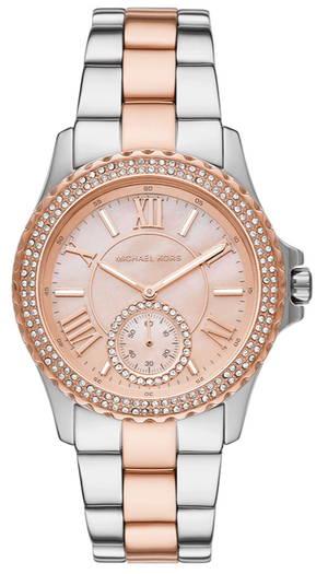 Michael Kors Everest Three Hand Rose Gold Dial Two Tone Steel Strap Watch For Women - MK7402