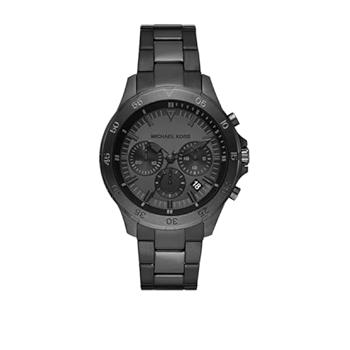 Michael Kors Grayson Chronograph Black Dial Black Steel Strap Watch For Men - MK9109