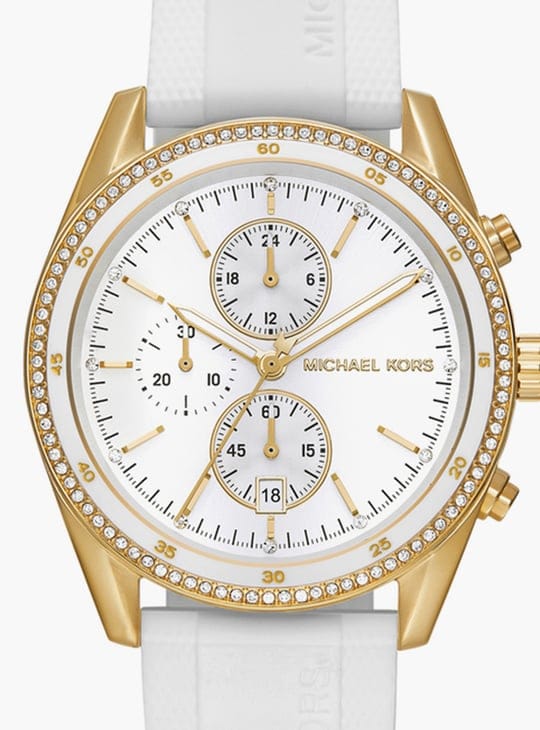 Michael Kors Hadyn Chronograph White Dial White Rubber Strap Watch for Women - MK7484