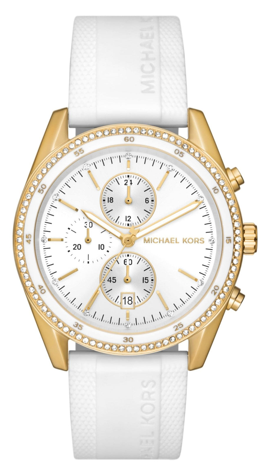 Michael Kors Hadyn Chronograph White Dial White Rubber Strap Watch for Women - MK7484