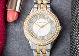 Michael Kors Harlowe Three-Hand Crystals White Dial Two Tone Steel Strap Watch for Women - MK4811