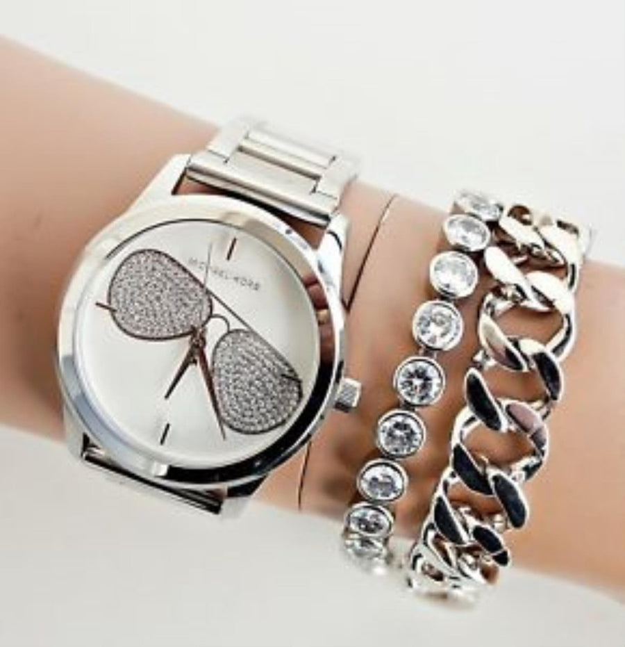 Michael Kors Harman Analog Silver Dial Silver Steel Strap Watch For Women - MK3672