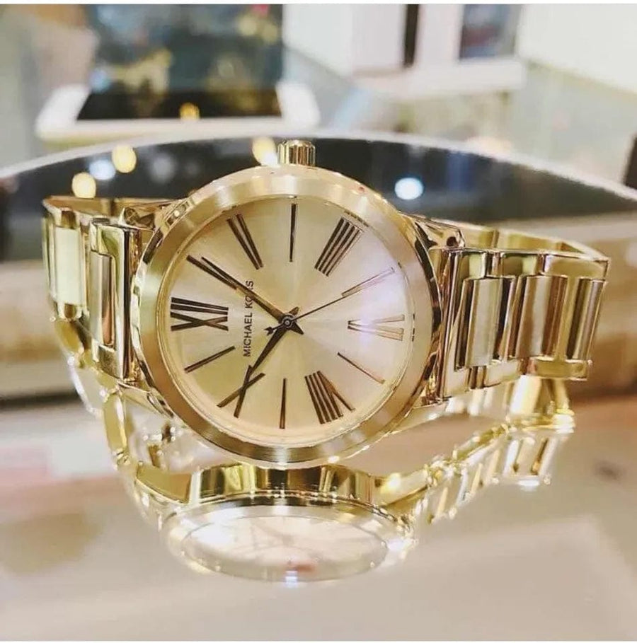 Michael Kors Hartman Quartz Gold Dial Gold Steel Strap Watch For Women - MK3490