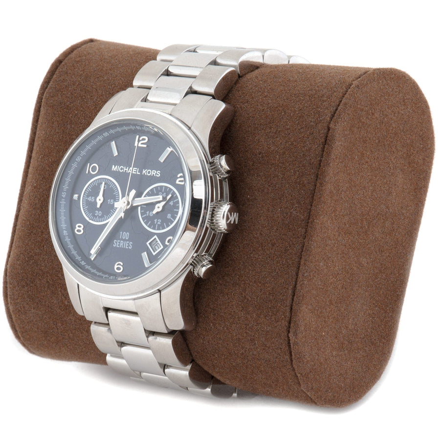 Michael Kors Hunger Stop 100 Series Navy Blue Dial Silver Steel Strap Watch for Women - MK5814