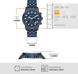 Michael Kors Hutton Chronograph Blue Dial Blue Steel Strap Watch For Men - MK9088