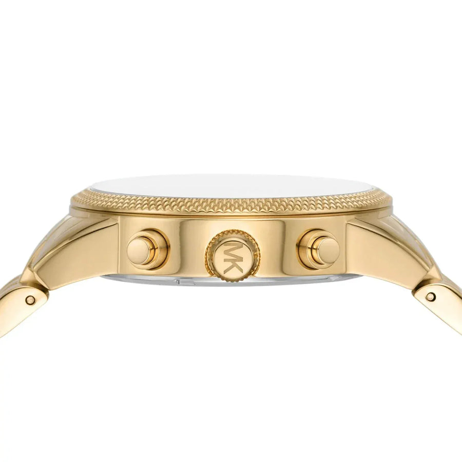 Michael Kors Hutton Chronograph Gold Dial Gold Steel Strap Watch For Men - MK8953
