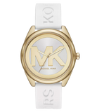 Michael Kors Janelle Three Hand Silver Dial White Rubber Strap Watch For Women - MK7141