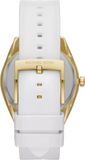 Michael Kors Janelle Three Hand Silver Dial White Rubber Strap Watch For Women - MK7141