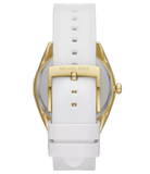 Michael Kors Janelle Three Hand Silver Dial White Rubber Strap Watch For Women - MK7141