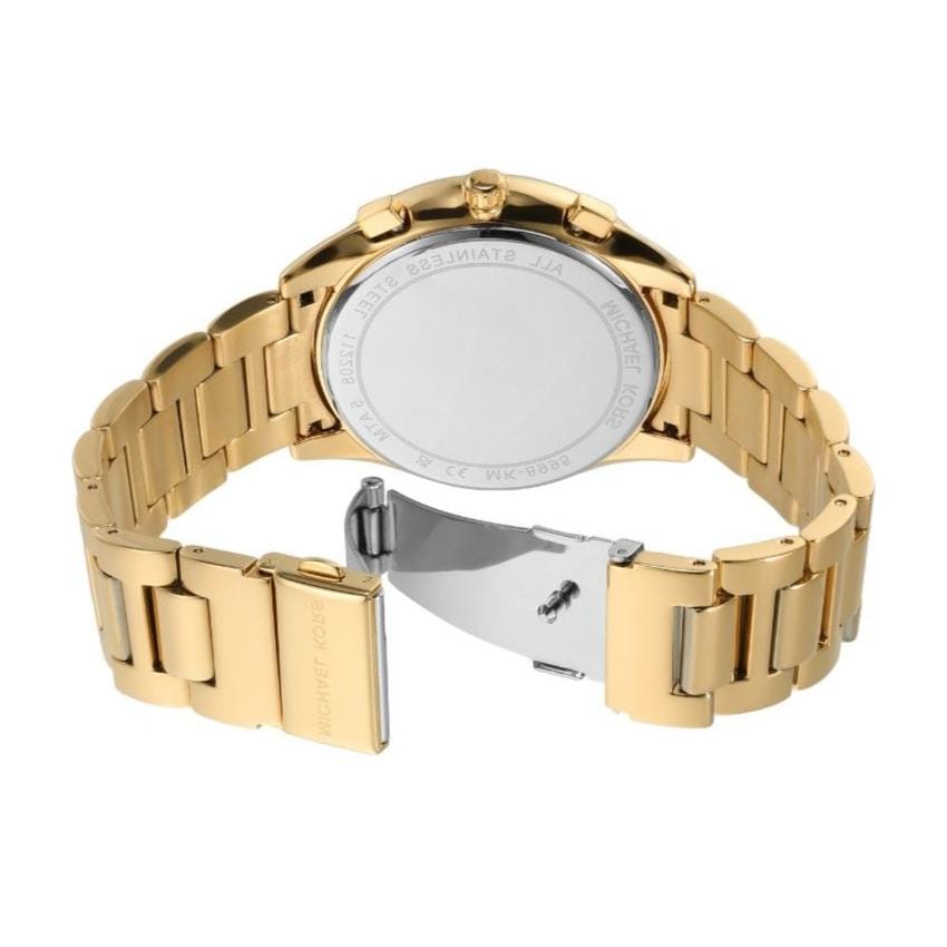 Michael Kors Janelle Chronograph Gold Dial Gold Steel Strap Watch For Men - MK8995
