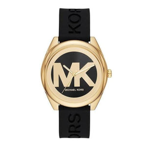 Michael Kors Janelle Quartz Black Dial Black Rubber Strap Watch For Women - MK7313