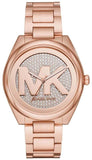 Michael Kors Janelle Quartz Crystals Rose Gold Dial Rose Gold Steel Strap Watch For Women - MK7312