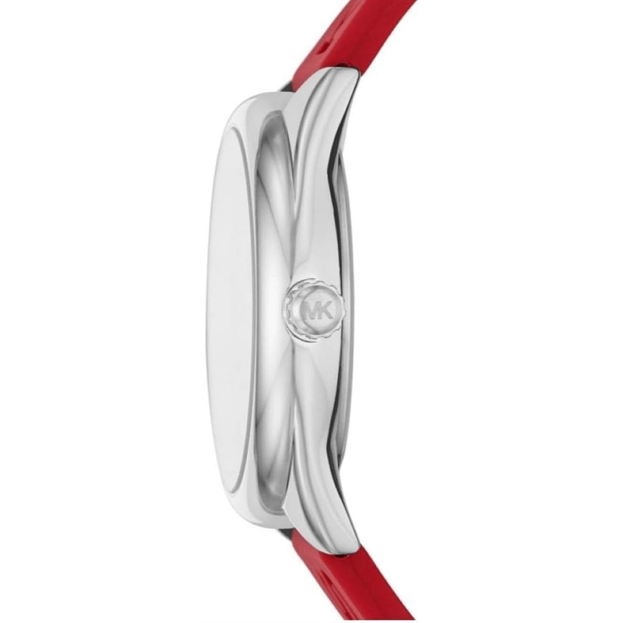 Michael Kors Janelle Three Hand Red Dial Red Rubber Strap Watch For Women - MK7144