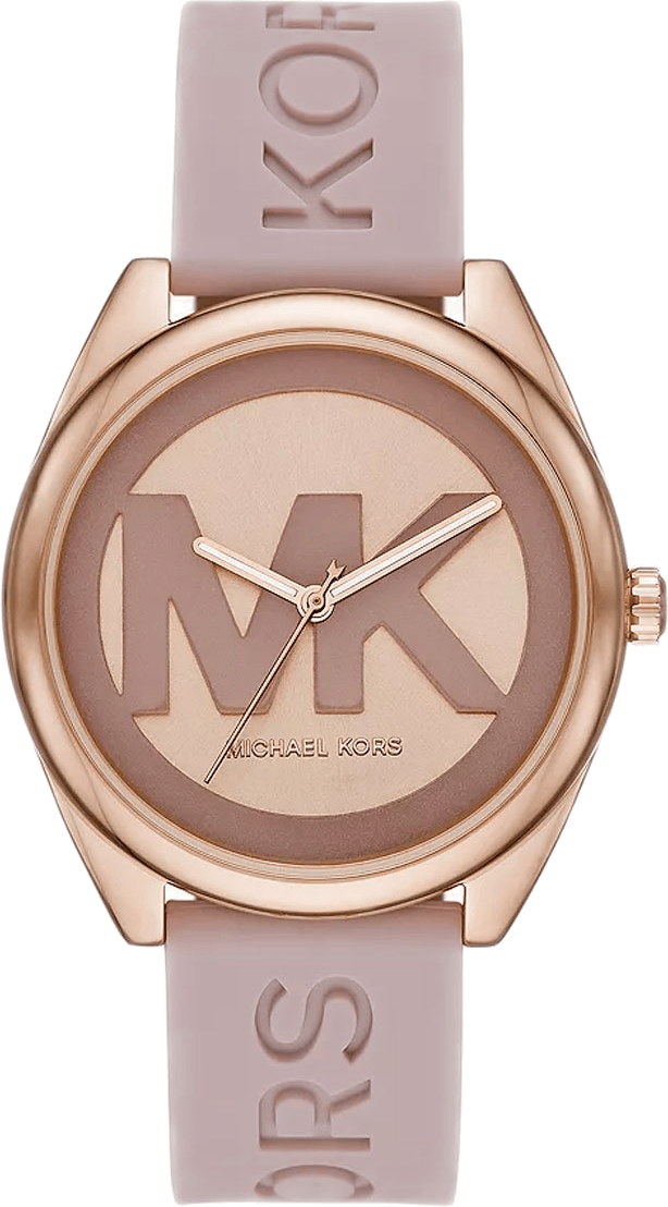 Michael Kors Janelle Three Hand Rose Gold Dial Pink Rubber Strap Watch For Women - MK7139