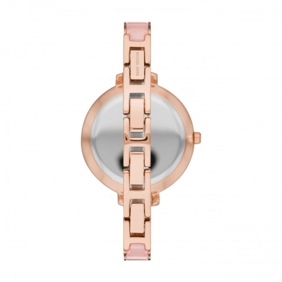 Michael Kors Jaryn Analog Gold Dial Pink Steel Strap Watch For Women - MK4343