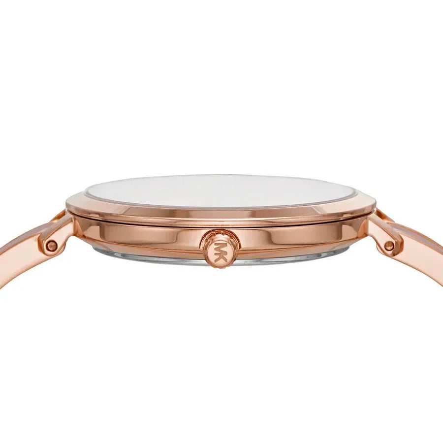 Michael Kors Jaryn Analog Gold Dial Pink Steel Strap Watch For Women - MK4343
