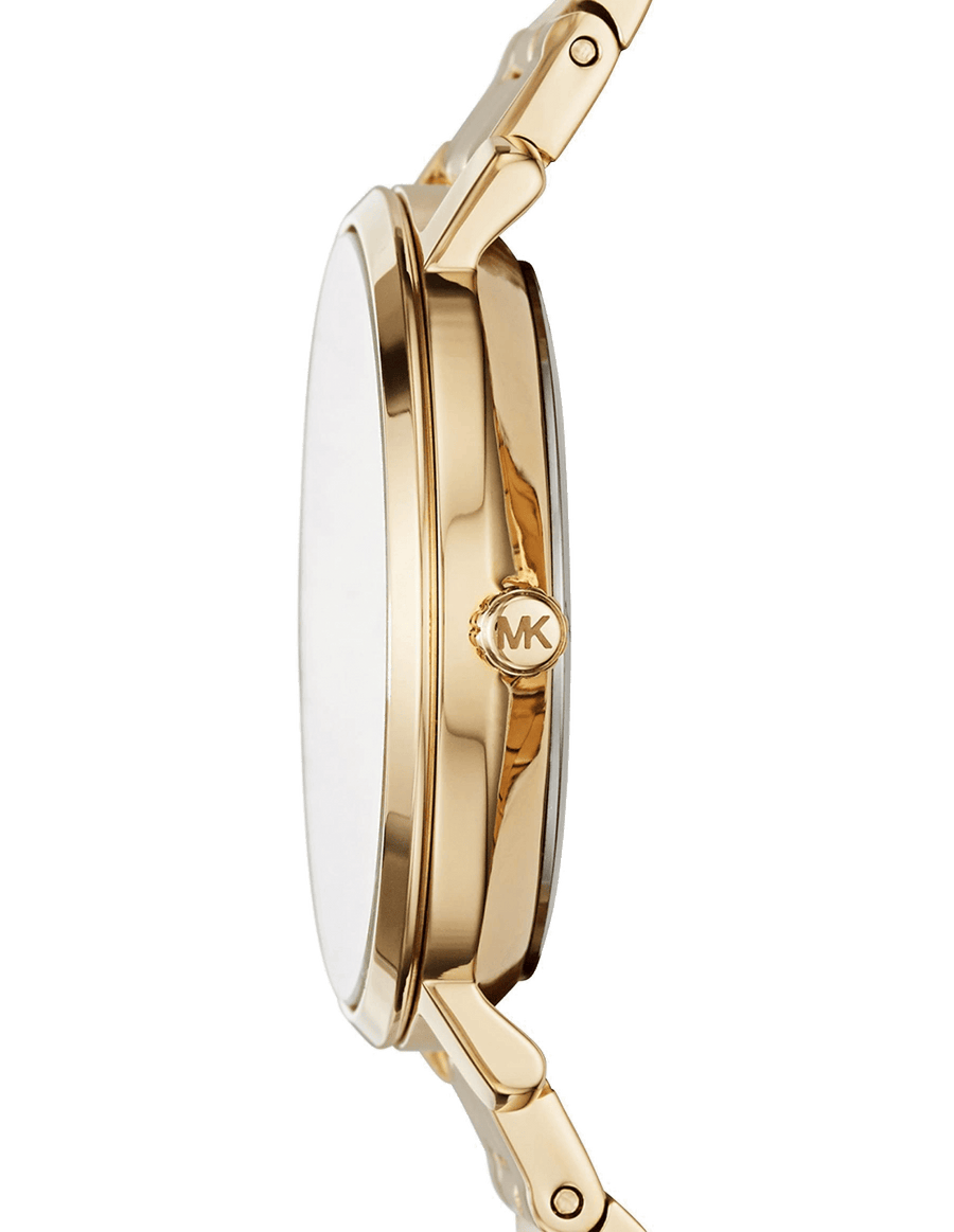 Michael Kors Jaryn Analog Quartz Gold Dial Gold Steel Strap Watch For Women - MK3500