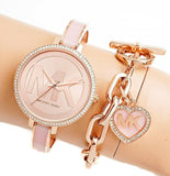 Michael Kors Jaryn Analog Rose Gold Dial Pink Steel Strap Watch For Women - MK4545