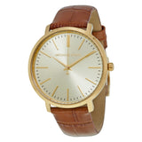 Michael Kors Jaryn Quartz Gold Dial Brown Leather Strap Watch For Women - MK2496