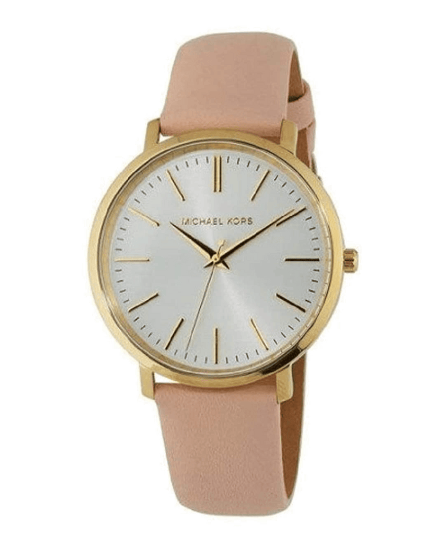 Michael Kors Jaryn Quartz Gold Dial Pink Leather Strap Watch For Women - MK2471