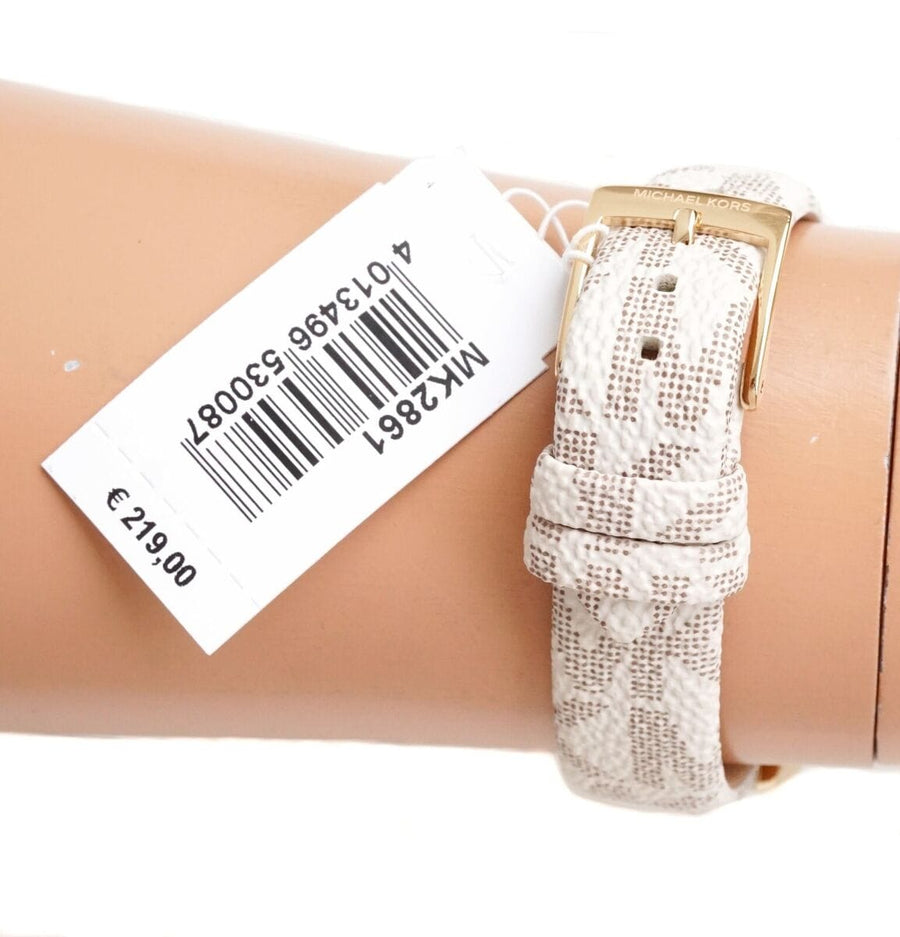 Michael Kors Jaycie Quartz Gold Dial White Leather Strap Watch for Women - MK2861
