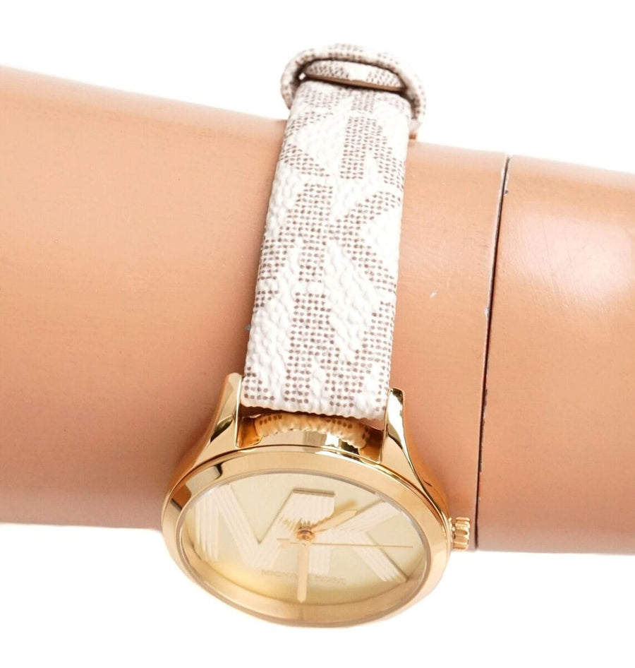 Michael Kors Jaycie Quartz Gold Dial White Leather Strap Watch for Women - MK2861
