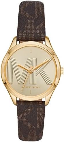 Michael Kors Jaycie Three Hand Gold Dial Brown Leather Strap Watch for Women - MK2862