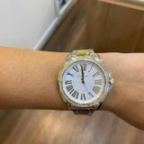 Michael Kors Kacie Three Hand Silver Dial Two Tone Steel Strap Watch for Women - MK6931