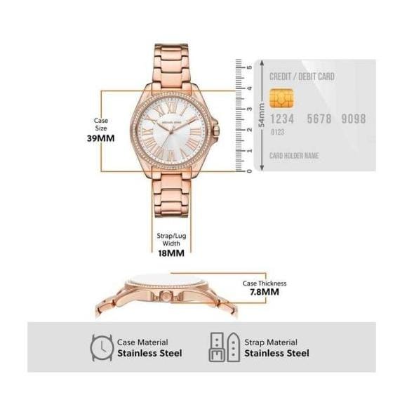 Michael Kors Kacie Three-Hand White Dial Rose Gold Steel Strap Watch for Women - MK4853