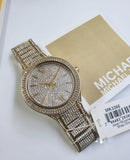 Michael Kors Kerry Crystals Gold Dial Gold Steel Strap Watch For Women - MK3360